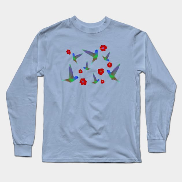 Happy Hummingbirds in Flight Long Sleeve T-Shirt by Davey's Designs